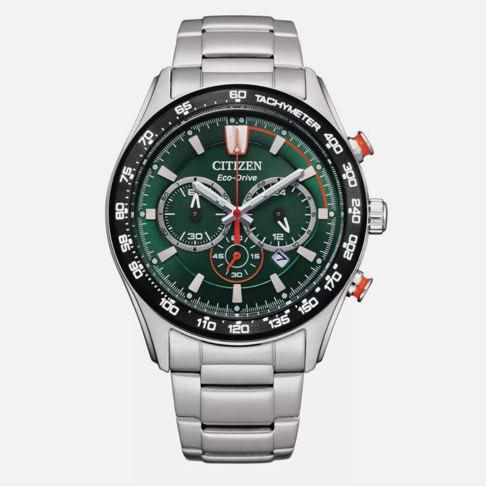 Citizen Green Dial Silver Bracelet 43mm Date Watch